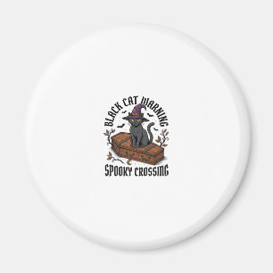 Schwarze Katze Warnung Vintage Halloween Hexenkatz Magnet