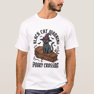 Schwarze Katze Warnung Vintage Halloween Hexenkatz T-Shirt