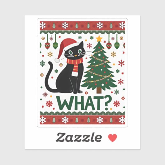 Schwarze Katze Was Pushing Weihnachtsbaum Funny Ca Aufkleber (Blatt)
