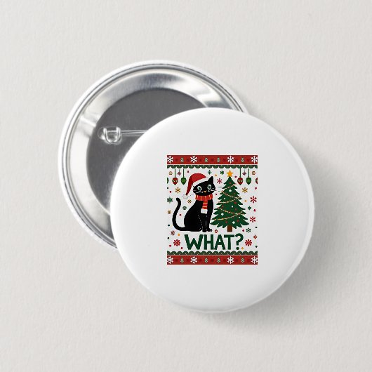 Schwarze Katze Was Pushing Weihnachtsbaum Funny Ca Button (Vorne & Hinten)