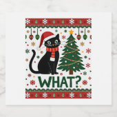 Schwarze Katze Was Pushing Weihnachtsbaum Funny Ca Schaumweinetikett (Einzelnes Label)