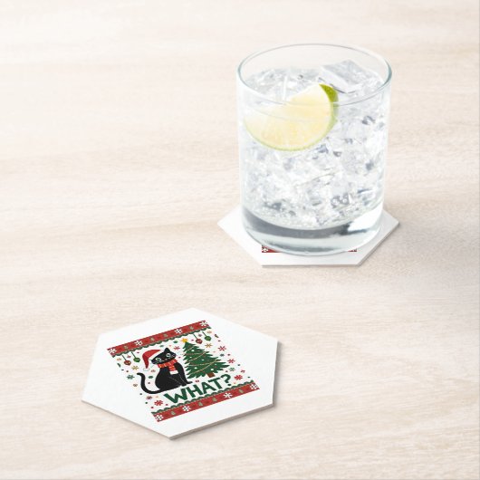 Schwarze Katze Was Pushing Weihnachtsbaum Funny Ca Untersetzer (Vor Ort)