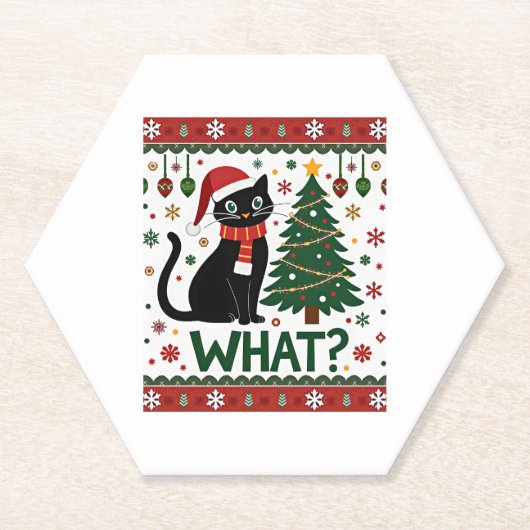 Schwarze Katze Was Pushing Weihnachtsbaum Funny Ca Untersetzer (Vorderseite)