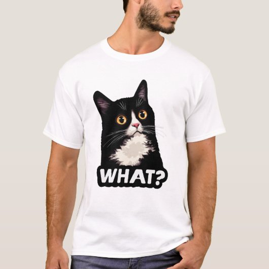 Schwarze Katze Was T-Shirt (Vorderseite)
