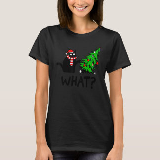 Schwarze Katze Was Weihnachten Weihnachtsmann Katz T-Shirt