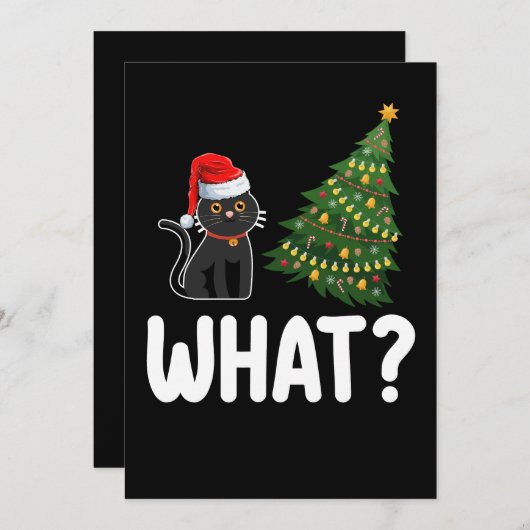 Schwarze Katze Was Weihnachtsbaum rauschen Funny Einladung (Vorne/Hinten)