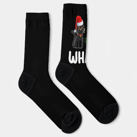 Schwarze Katze Was Weihnachtsbaum rauschen Funny Socken (Rechts)