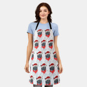 Schwarze Katze Wasserfarbe mit Weihnachtsschnitzel Schürze (Getragen)
