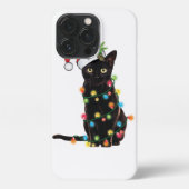 Schwarze Katze Weihnachten geknallt in WeihnachtsL iPhone Hülle (Rückseite)