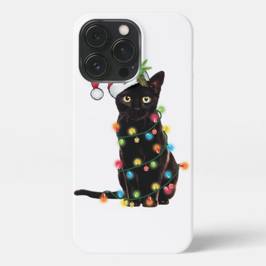Schwarze Katze Weihnachten geknallt in WeihnachtsL iPhone Hülle (Rückseite)