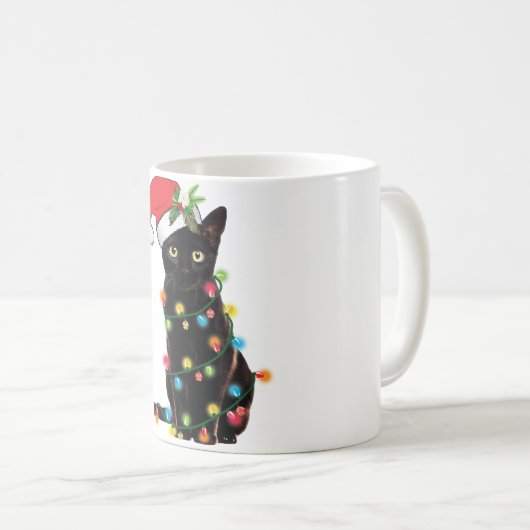Schwarze Katze Weihnachten geknallt in WeihnachtsL Kaffeetasse (VorderseiteRechts)