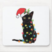 Schwarze Katze Weihnachten geknallt in WeihnachtsL Mousepad (Vorne)