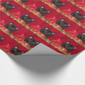 Schwarze Katze Weihnachten Geschenkpapier (Ecke)