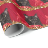 Schwarze Katze Weihnachten Geschenkpapier (Rolleneckpunkt)