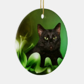 Schwarze Katze Weihnachten Keramikornament (Rechts)