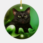 Schwarze Katze Weihnachten Keramikornament (Hinten)