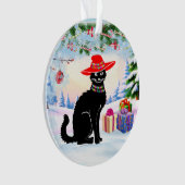 Schwarze Katze Weihnachten Ornament (Vorderseite)
