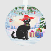 Schwarze Katze Weihnachten Ornament (Rückseite)