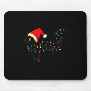 Schwarze Katze Weihnachten Santa Hut Lustig Mousepad