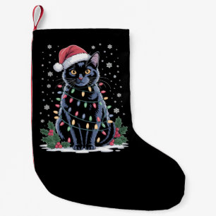 Schwarze Katze Weihnachten Santa Hut Lustige Meowy Kleiner Weihnachtsstrumpf