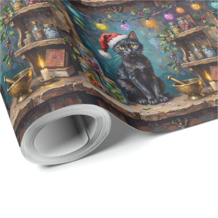 Schwarze Katze Weihnachtsapotheke Magie Geschenkpapier