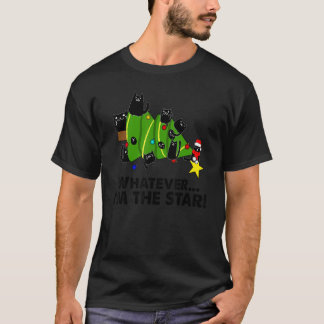 Schwarze Katze Weihnachtsbaum Egal ICH Bin Die Sta T-Shirt