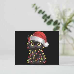Schwarze Katze Weihnachtsbaum Lichter Lustiger San Feiertagspostkarte