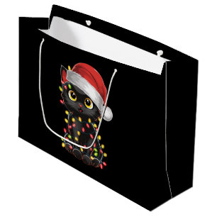 Schwarze Katze Weihnachtsbaum Lichter Lustiger San Große Geschenktüte