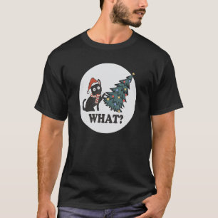 Schwarze Katze Weihnachtsbaum Santa Hut Was für ei T-Shirt