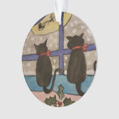 Schwarze Katze Weihnachtsbaumdekoration Ornament (Vorderseite)