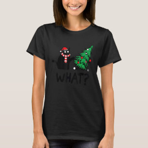 Schwarze Katze Weihnachtsbaumdekoration Ornamente T-Shirt