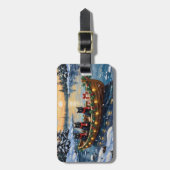 Schwarze Katze Weihnachtsboot Urlaub Gepäckanhänger (Vorderseite vertikal)