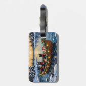 Schwarze Katze Weihnachtsboot Urlaub Gepäckanhänger (Rückseite vertikal)
