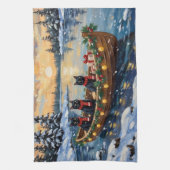 Schwarze Katze Weihnachtsboot Urlaub Geschirrtuch (Vertikal)