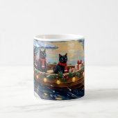 Schwarze Katze Weihnachtsboot Urlaub Kaffeetasse (Mittel)