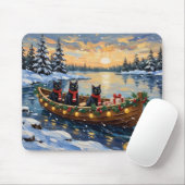 Schwarze Katze Weihnachtsboot Urlaub Mousepad (Mit Mouse)