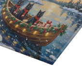 Schwarze Katze Weihnachtsboot Urlaub Schneidebrett (Ecke)