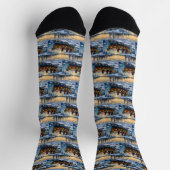 Schwarze Katze Weihnachtsboot Urlaub Socken (Oben)