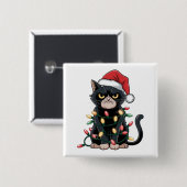 Schwarze Katze Weihnachtsedition Button (Vorne & Hinten)
