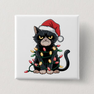 Schwarze Katze Weihnachtsedition Button