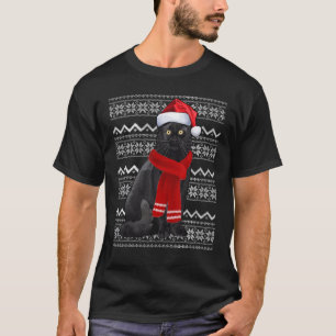 Schwarze Katze Weihnachtsmann Hut HÄSSLICH Weihnac T-Shirt