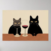 Schwarze Katze Weinliebhaber Poster (Vorne)