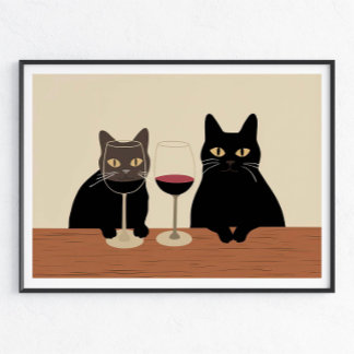 Schwarze Katze Weinliebhaber Poster