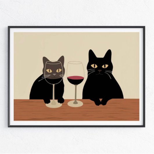 Schwarze Katze Weinliebhaber Poster