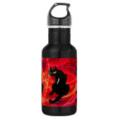 SCHWARZE KATZE weiß Edelstahlflasche (Vorderseite)