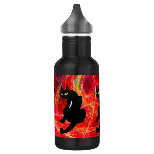 SCHWARZE KATZE weiß Edelstahlflasche (Links)
