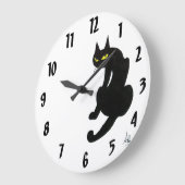 SCHWARZE KATZE weiß Große Wanduhr (Winkel)