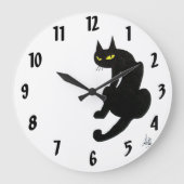 SCHWARZE KATZE weiß Große Wanduhr (Vorderseite)