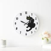 SCHWARZE KATZE weiß Große Wanduhr (Zuhause)