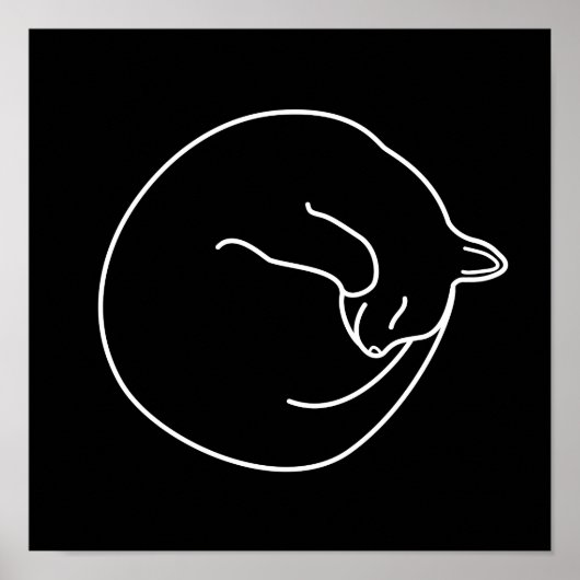 Schwarze Katze weiß in Schwarz drucken Poster (Vorne)